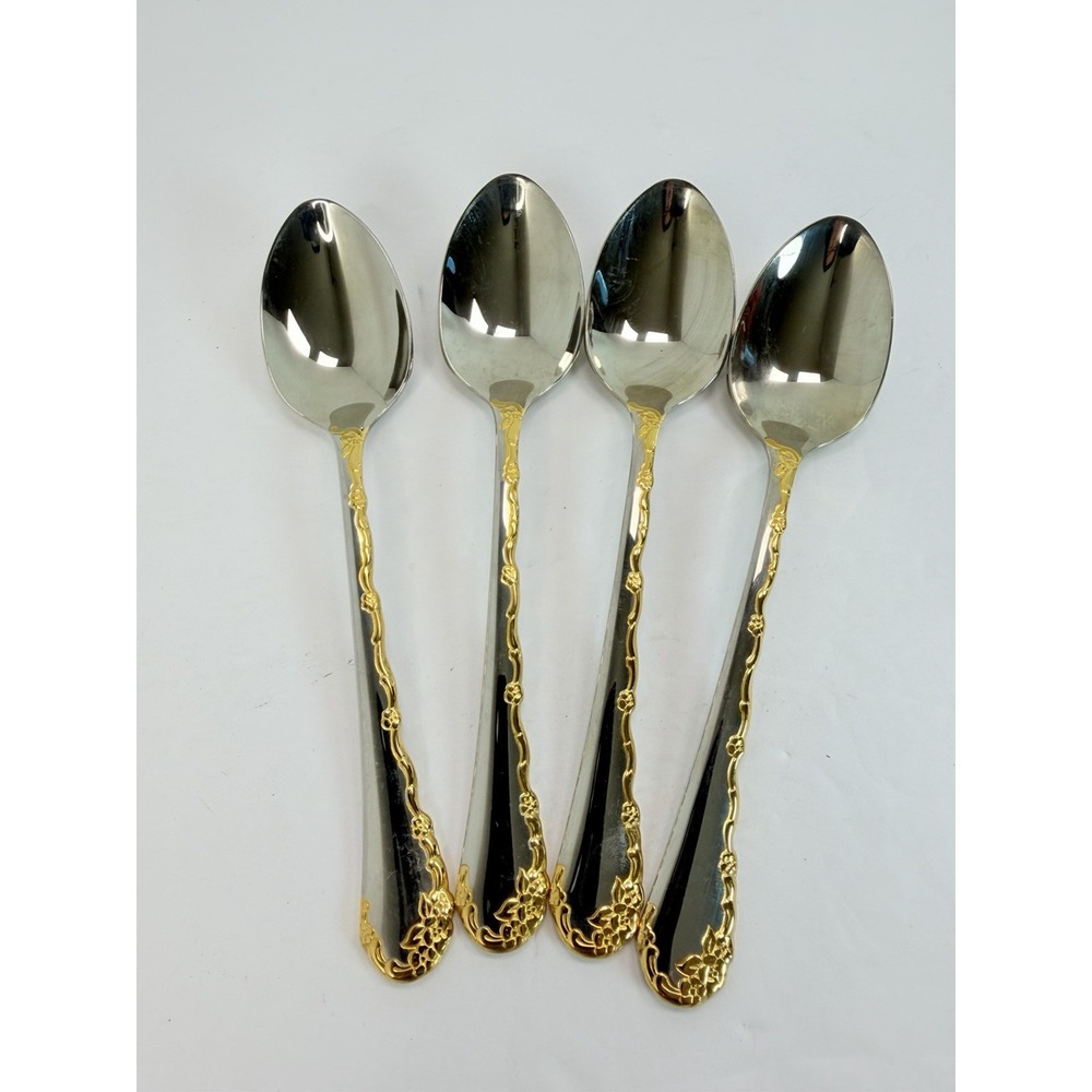 Oneida Community Teaspoons GOLDEN BELLE ROSE Lot Of 4 Stainless Flatware